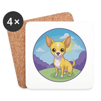 Chihuahua Dog Cute Kawaii Cartoon Clipart Animal - Coasters (set of 4) - white - Front