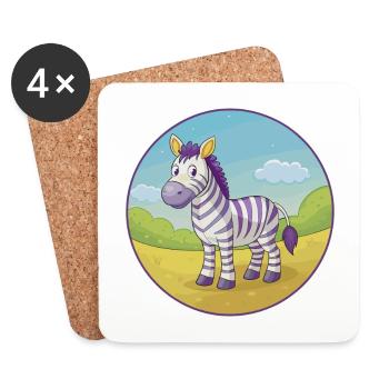 Zebra Niedlich Kawaii Cartoon Clipart Tier Haustier - Untersetzer (4er-Set) - Weiß - Vorne