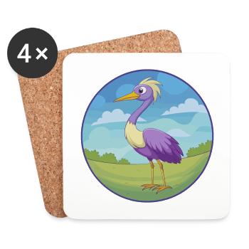 Crane Cute Kawaii Cartoon Clipart Animal Pet - Coasters (set of 4) - white - Front