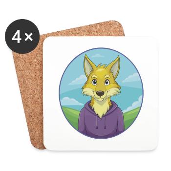 Coyote Cute Kawaii Cartoon Clipart Animal Pet - Coasters (set of 4) - white - Front