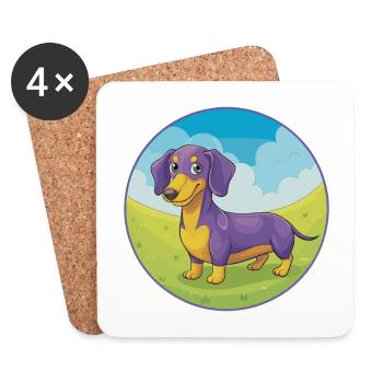 Dachshund Dog Cute Kawaii Cartoon Clipart Animal - Coasters (set of 4) - white - Front