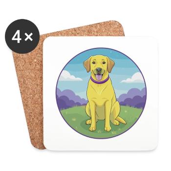 Labrador retriever chien mignon Kawaii dessin animé Animal - Dessous de verre (lot de 4) - blanc - Devant