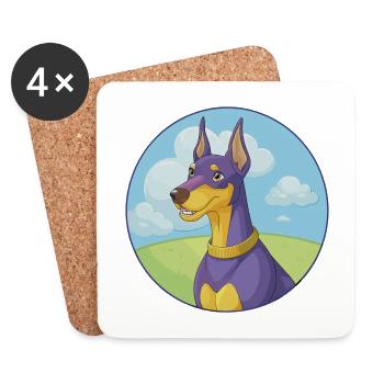Deutscher Pinscher Hund Niedliches Kawaii Cartoon Tier Haustier - Untersetzer (4er-Set) - Weiß - Vorne