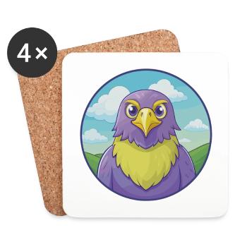 Hawk Cute Kawaii Cartoon Clipart Animal Pet - Coasters (set of 4) - white - Front