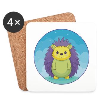 Igel Niedlich Kawaii Cartoon Clipart Tier Haustier - Untersetzer (4er-Set) - Weiß - Vorne