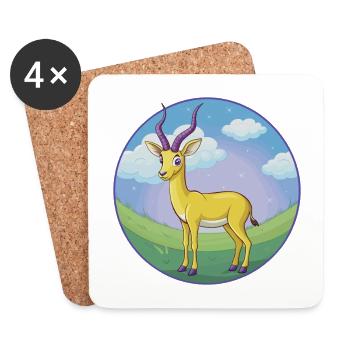 Impala Niedliche Kawaii Cartoon Clipart Tier Haustier - Untersetzer (4er-Set) - Weiß - Vorne
