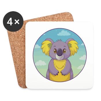 Koala Niedlich Kawaii Cartoon Clipart Tier Haustier - Untersetzer (4er-Set) - Weiß - Vorne