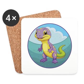 Lizard Cute Kawaii Cartoon Clipart Animal Pet - Coasters (set of 4) - white - Front