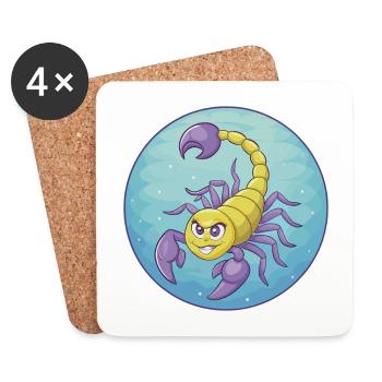 Scorpion Cute Kawaii Cartoon Clipart Animal Pet - Coasters (set of 4) - white - Front