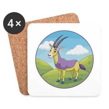 Oryx mignon kawaii dessin animé Clipart animal de compagnie - Dessous de verre (lot de 4) - blanc - Devant