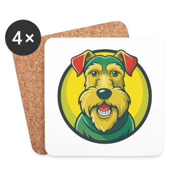 Airedale Terrier Hund Niedliches Kawaii Cartoon Tier - Untersetzer (4er-Set) - Weiß - Vorne