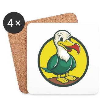 Albatross Cute Kawaii Cartoon Clipart Pet Animal - Coasters (set of 4) - white - Front