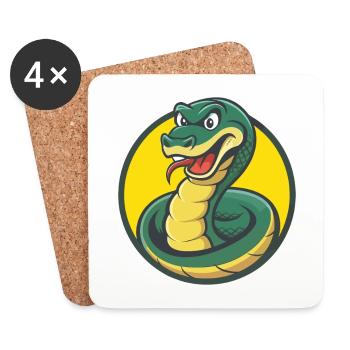 Anaconda Niedliche Kawaii Cartoon Clipart Haustier Tier - Untersetzer (4er-Set) - Weiß - Vorne