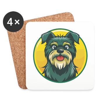 Affenpinscher chien mignon Kawaii dessin animé animal de compagnie - Dessous de verre (lot de 4) - blanc - Devant