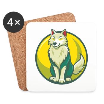Arktischer Wolf Niedlich Kawaii Cartoon Clipart Haustier Tier - Untersetzer (4er-Set) - Weiß - Vorne