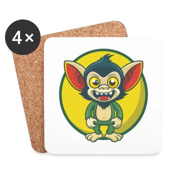 Aye Aye Niedliche Kawaii Cartoon Clipart Haustier Tier - Untersetzer (4er-Set) - Weiß - Vorne