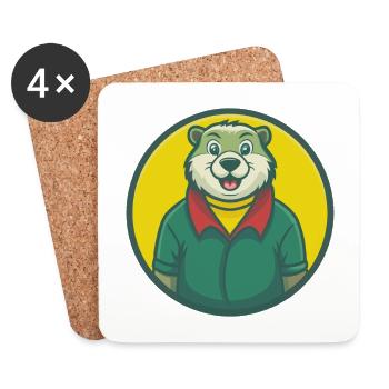 Marmot Cute Kawaii Cartoon Clipart Pet Animal - Coasters (set of 4) - white - Front