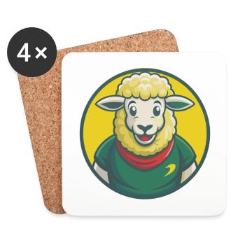 Sheep Cute Kawaii Cartoon Clipart Pet Animal - Coasters (set of 4) - white - Front