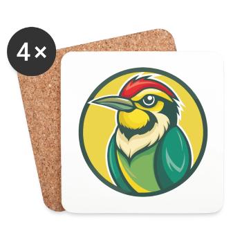 Bee Eater Cute Kawaii Cartoon Clipart Pet Animal - Coasters (set of 4) - white - Front