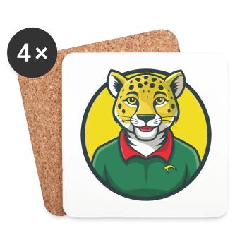 guépard mignon kawaii dessin animé clipart animal de compagnie - Dessous de verre (lot de 4) - blanc - Devant