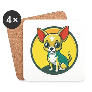 Chihuahua Dog Cute Kawaii Cartoon Clipart Animal - Coasters (set of 4) - white - Front