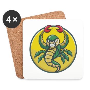 Scorpion Cute Kawaii Cartoon Clipart Pet Animal - Coasters (set of 4) - white - Front