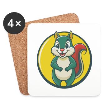 Squirrel Cute Kawaii Cartoon Clipart Pet Animal - Coasters (set of 4) - white - Front