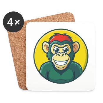 Bonobo Cute Kawaii Cartoon Clipart Pet Animal - Coasters (set of 4) - white - Front