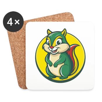Chipmunk Cute Kawaii Cartoon Clipart Pet Animal - Coasters (set of 4) - white - Front