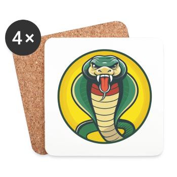 Cobra Cute Kawaii Cartoon Clipart Pet Animal - Coasters (set of 4) - white - Front