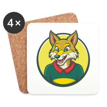 Coyote Cute Kawaii Cartoon Clipart Pet Animal - Coasters (set of 4) - white - Front