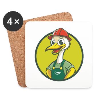 Crane Cute Kawaii Cartoon Clipart Pet Animal - Coasters (set of 4) - white - Front