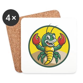 Craw Mignon Kawaii Dessin animé Clipart Animal de compagnie - Dessous de verre (lot de 4) - blanc - Devant