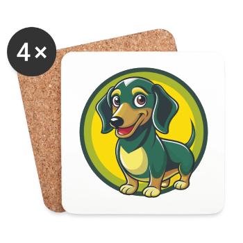 Dachshund Dog Cute Kawaii Cartoon Clipart Animal - Coasters (set of 4) - white - Front
