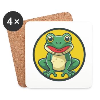 Frog Cute Kawaii Cartoon Clipart Pet Animal - Coasters (set of 4) - white - Front