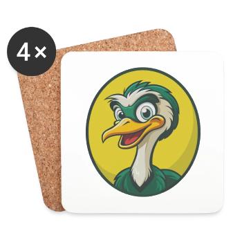 Ostrich Cute Kawaii Cartoon Clipart Pet Animal - Coasters (set of 4) - white - Front