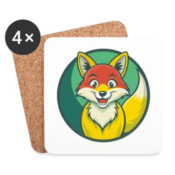 Fuchs süße Kawaii Cartoon Clipart Haustier Tier - Untersetzer (4er-Set) - Weiß - Vorne