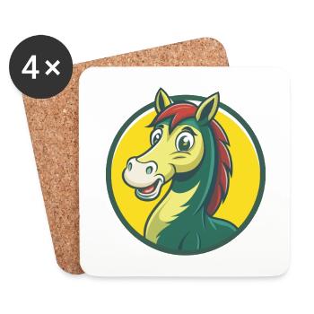 Pferd Niedlich Kawaii Cartoon Clipart Haustier Tier - Untersetzer (4er-Set) - Weiß - Vorne