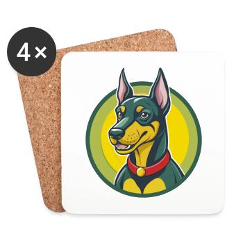Deutscher Pinscher Hund Niedliches Kawaii Cartoon Haustier Tier - Untersetzer (4er-Set) - Weiß - Vorne