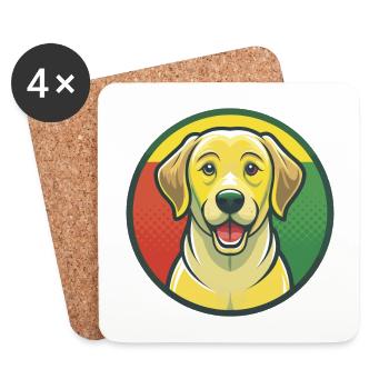 Labrador retriever chien mignon Kawaii dessin animé Animal - Dessous de verre (lot de 4) - blanc - Devant