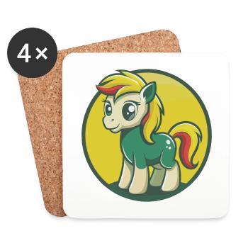 Pony Cute Kawaii Cartoon Clipart Pet Animal - Coasters (set of 4) - white - Front