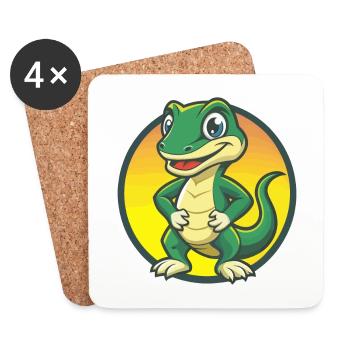Lizard Cute Kawaii Cartoon Clipart Pet Animal - Coasters (set of 4) - white - Front