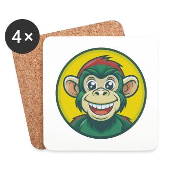 Monkey Cute Kawaii Cartoon Clipart Pet Animal - Coasters (set of 4) - white - Front