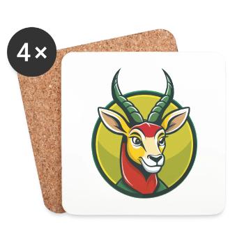 Impala Niedliche Kawaii Cartoon Clipart Haustier Tier - Untersetzer (4er-Set) - Weiß - Vorne