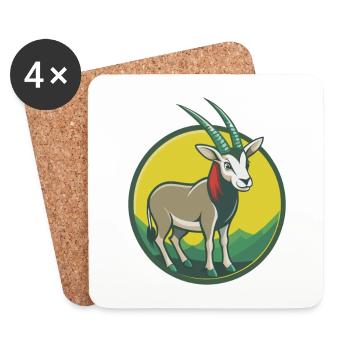 Oryx mignon Kawaii dessin animé Clipart Animal de compagnie - Dessous de verre (lot de 4) - blanc - Devant