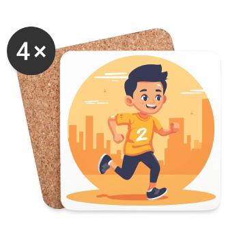 Graphique Marathon Boy - Dessous de verre (lot de 4) - blanc - Devant