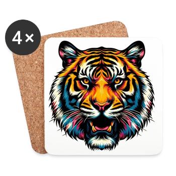 Tiger - Untersetzer (4er-Set) - Weiß - Vorne