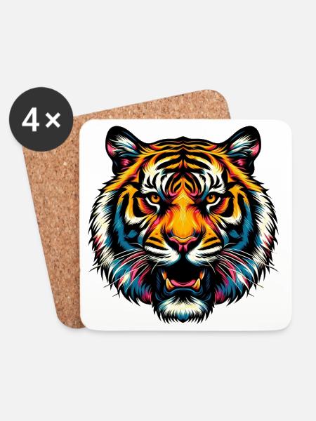 Tiger - Coasters (set of 4) - white