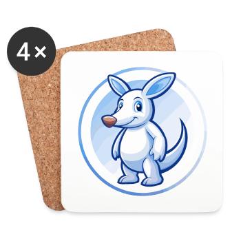 Erdferkel Blau Kawaii Cartoon Figur Clipart Haustier - Untersetzer (4er-Set) - Weiß - Vorne