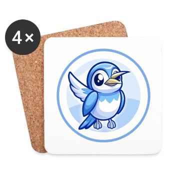 Bee Eater Blue Kawaii Cartoon Character Clipart - Coasters (set of 4) - white - Front